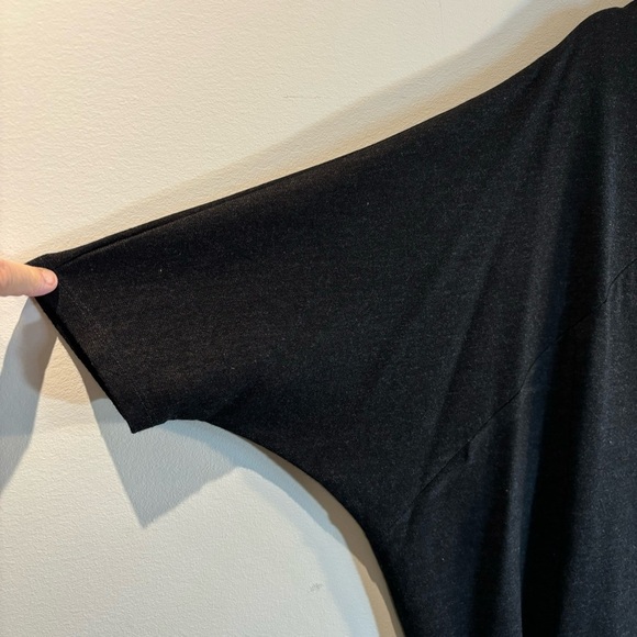 AYRTHIGHT Clothing Sz L Tunic Dress Jersey Knit High Boat Neck Pockets Bat Wing - Picture 2 of 7